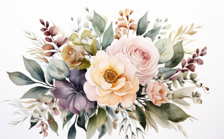 Watercolor Flowers Bouquets, illustration background 53