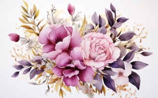 Watercolor Flowers Bouquets, illustration background 54