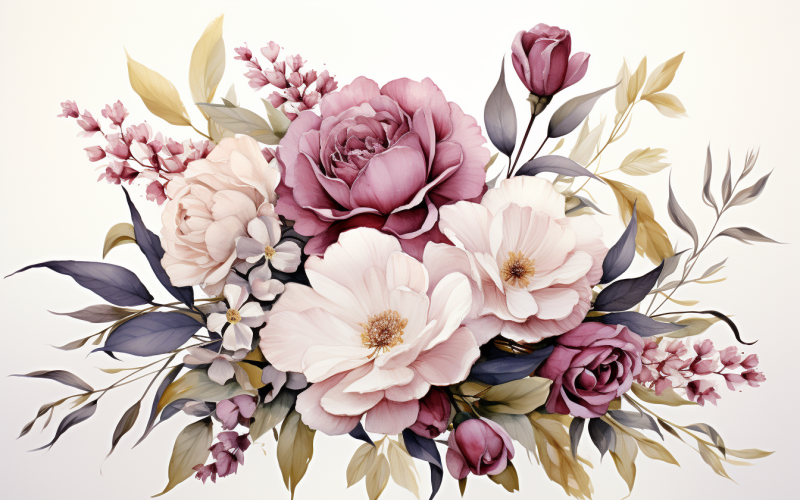 Watercolor Flowers Bouquets, illustration background 55 Illustration