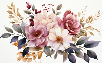 Watercolor Flowers Bouquets, illustration background 56