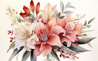 Watercolor Flowers Bouquets, illustration background 74