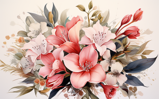 Watercolor Flowers Bouquets, illustration background 77