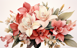 Watercolor Flowers Bouquets, illustration background 79