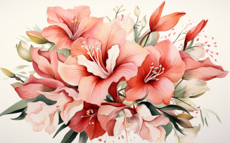 Watercolor Flowers Bouquets, illustration background 82