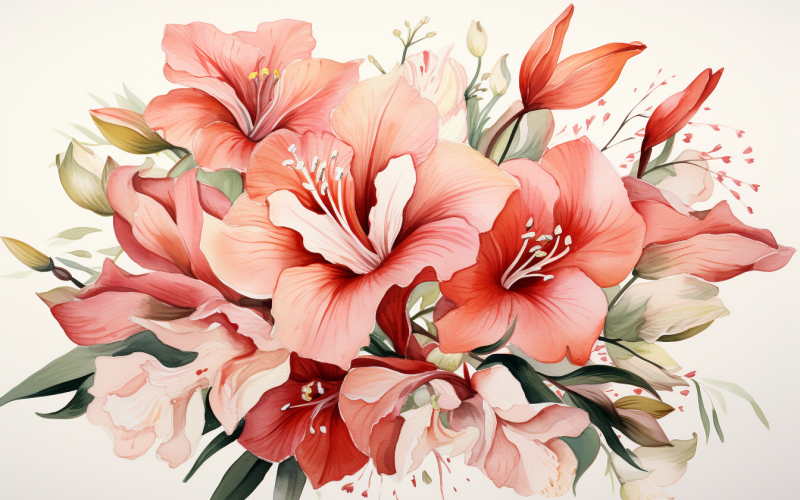 Watercolor Flowers Bouquets, illustration background 82 Illustration