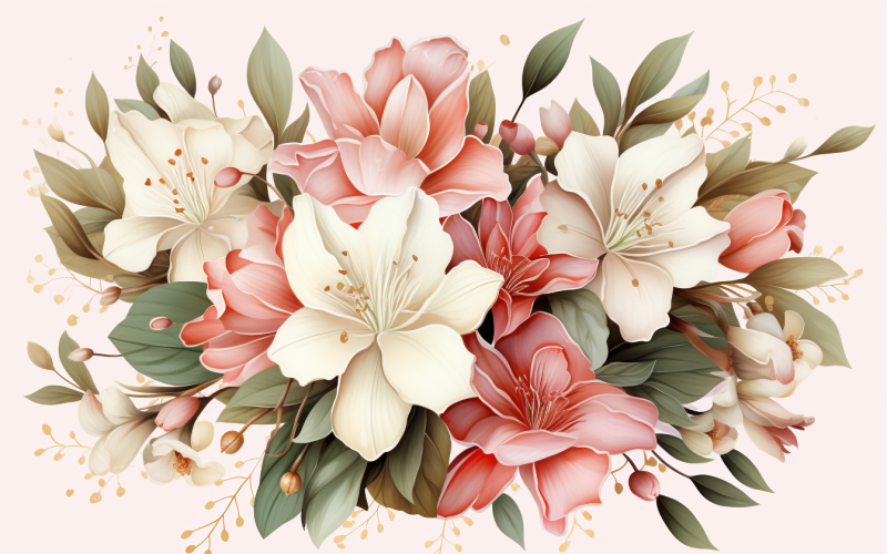 Watercolor Flowers Bouquets, illustration background 84 Illustration