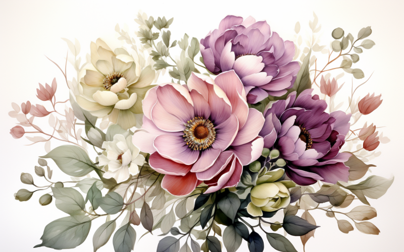 Watercolor Flowers Bouquets, illustration background 85 Illustration