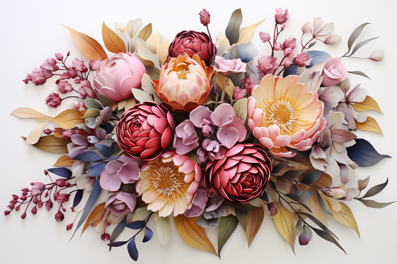Watercolor Flowers Bouquets, illustration background 101