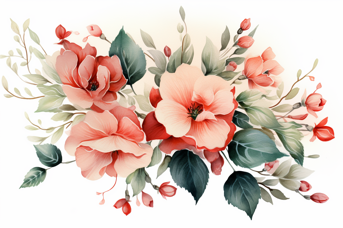 Watercolor Flowers Bouquets, illustration background 111