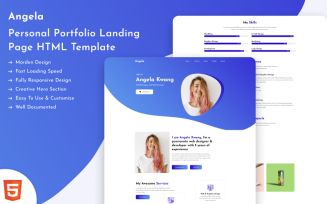 Angela - New Personal Portfolio HTML Website Landing Page