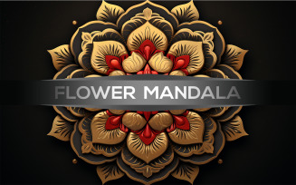 Gold and red flower | colorful mandala art | 3d wooden mandala | colorful flower mandala art