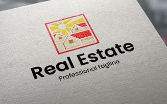 Real Estate and Sun Logo Templete