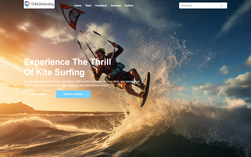 TishKitesurfingHTML - Kite Surfing HTML Template Landing Page Template