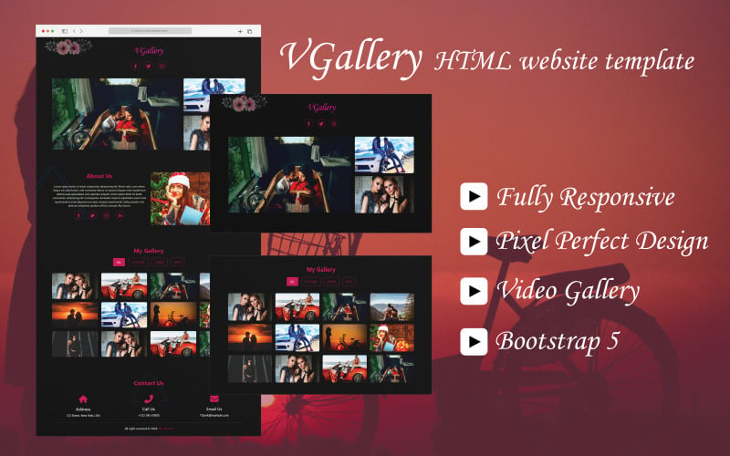 Vgallery- Video Gallery HTML Bootstrap 5 Website Template Landing Page Template