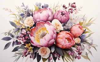 Watercolor Flowers Bouquets, illustration background 102