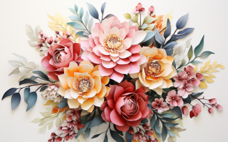 Watercolor Flowers Bouquets, illustration background 104