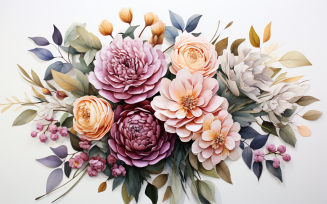 Watercolor Flowers Bouquets, illustration background 106