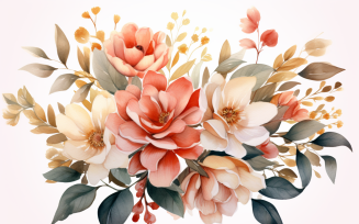 Watercolor Flowers Bouquets, illustration background 109