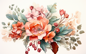 Watercolor Flowers Bouquets, illustration background 110