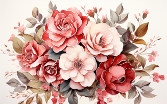 Watercolor Flowers Bouquets, illustration background 113