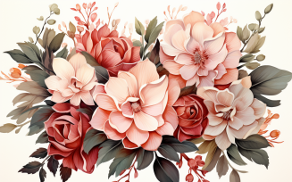 Watercolor Flowers Bouquets, illustration background 114