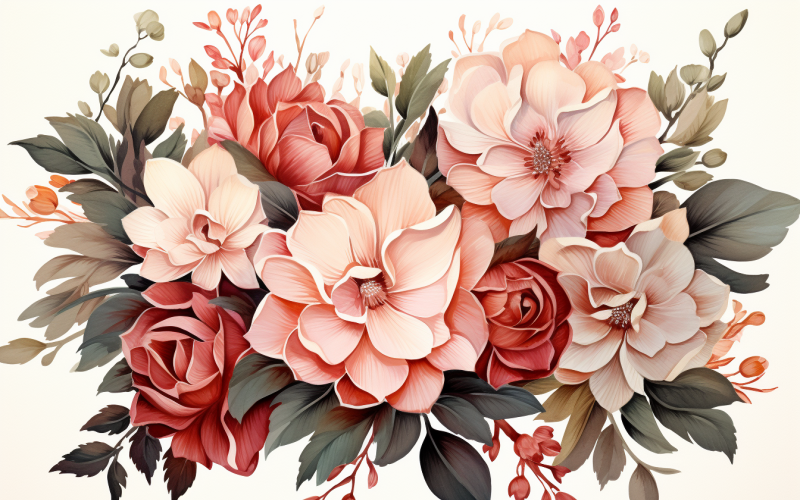 Watercolor Flowers Bouquets, illustration background 114 Illustration