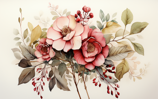 Watercolor Flowers Bouquets, illustration background 116