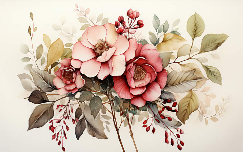 Watercolor Flowers Bouquets, illustration background 116 Illustration