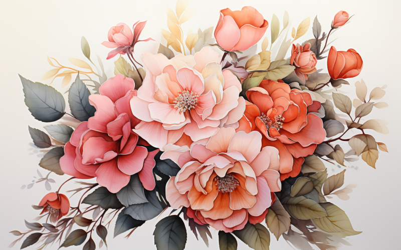 Watercolor Flowers Bouquets, illustration background 118 Illustration