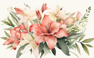 Watercolor Flowers Bouquets, illustration background 83