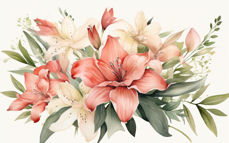 Watercolor Flowers Bouquets, illustration background 83 Illustration