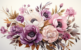 Watercolor Flowers Bouquets, illustration background 91