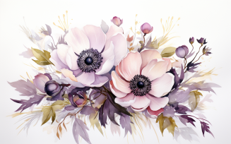 Watercolor Flowers Bouquets, illustration background 95