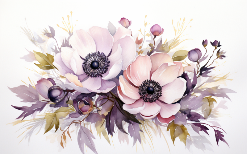 Watercolor Flowers Bouquets, illustration background 95 Illustration