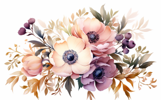 Watercolor Flowers Bouquets, illustration background 96