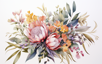 Watercolor Flowers Bouquets, illustration background 97