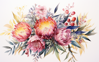 Watercolor Flowers Bouquets, illustration background 98