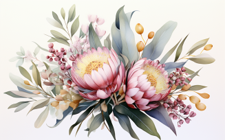 Watercolor Flowers Bouquets, illustration background 99
