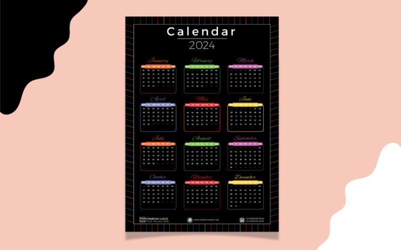 Free Annual Wall Calendar Template 2024 Planner