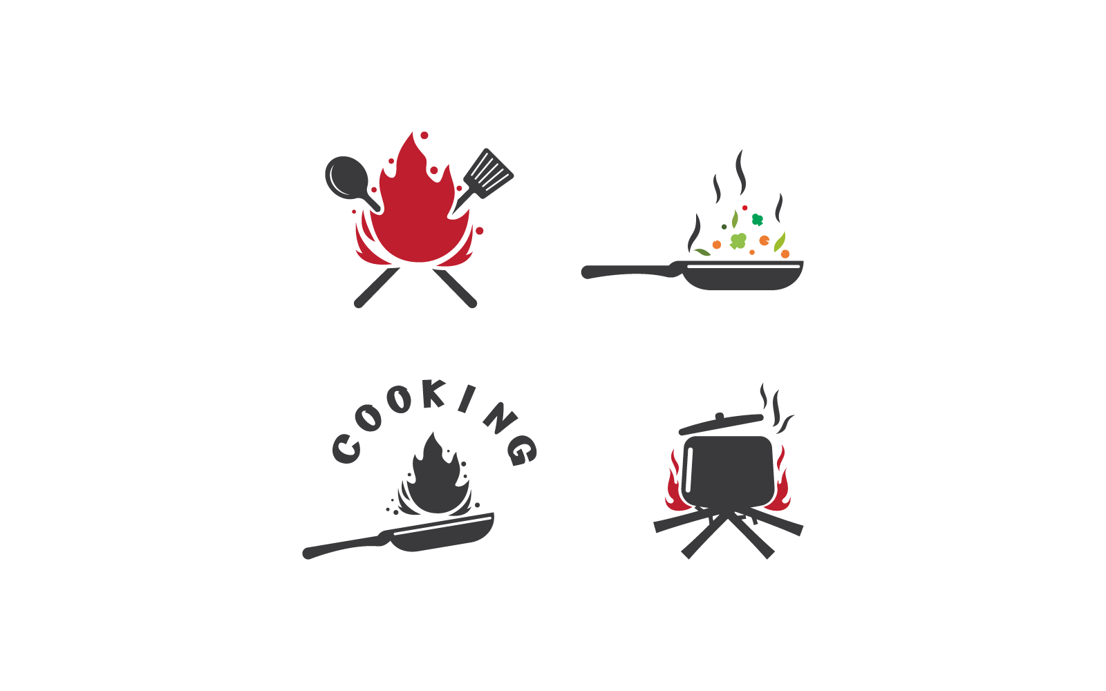Koken pan restaurant logo vector ontwerpsjabloon