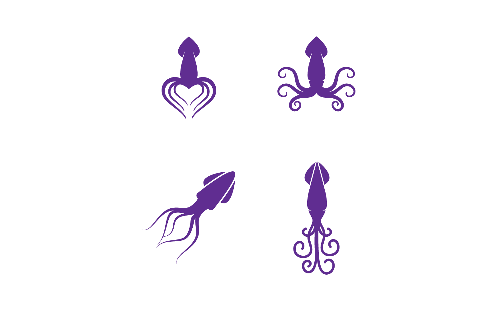 Modello di disegno vettoriale del logo dell'illustrazione dei pesci calamari