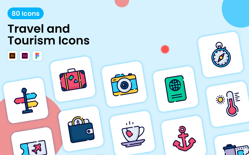 Modern Style Travel and Tourism Icon Set