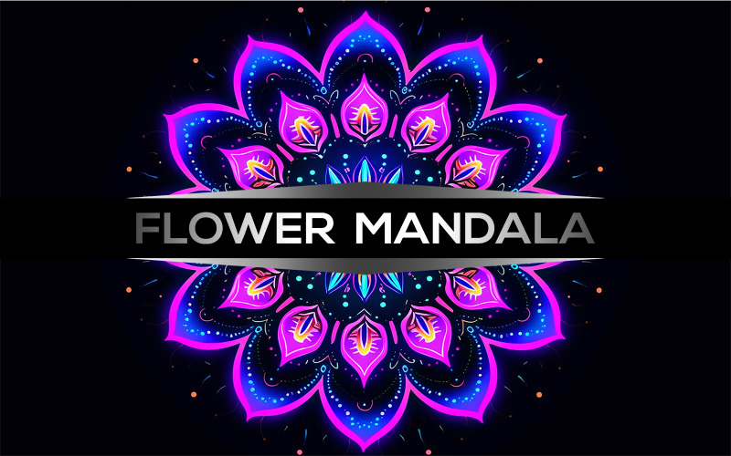 Neon mandala | neon flower mandala | neon flower | mandala design Illustration