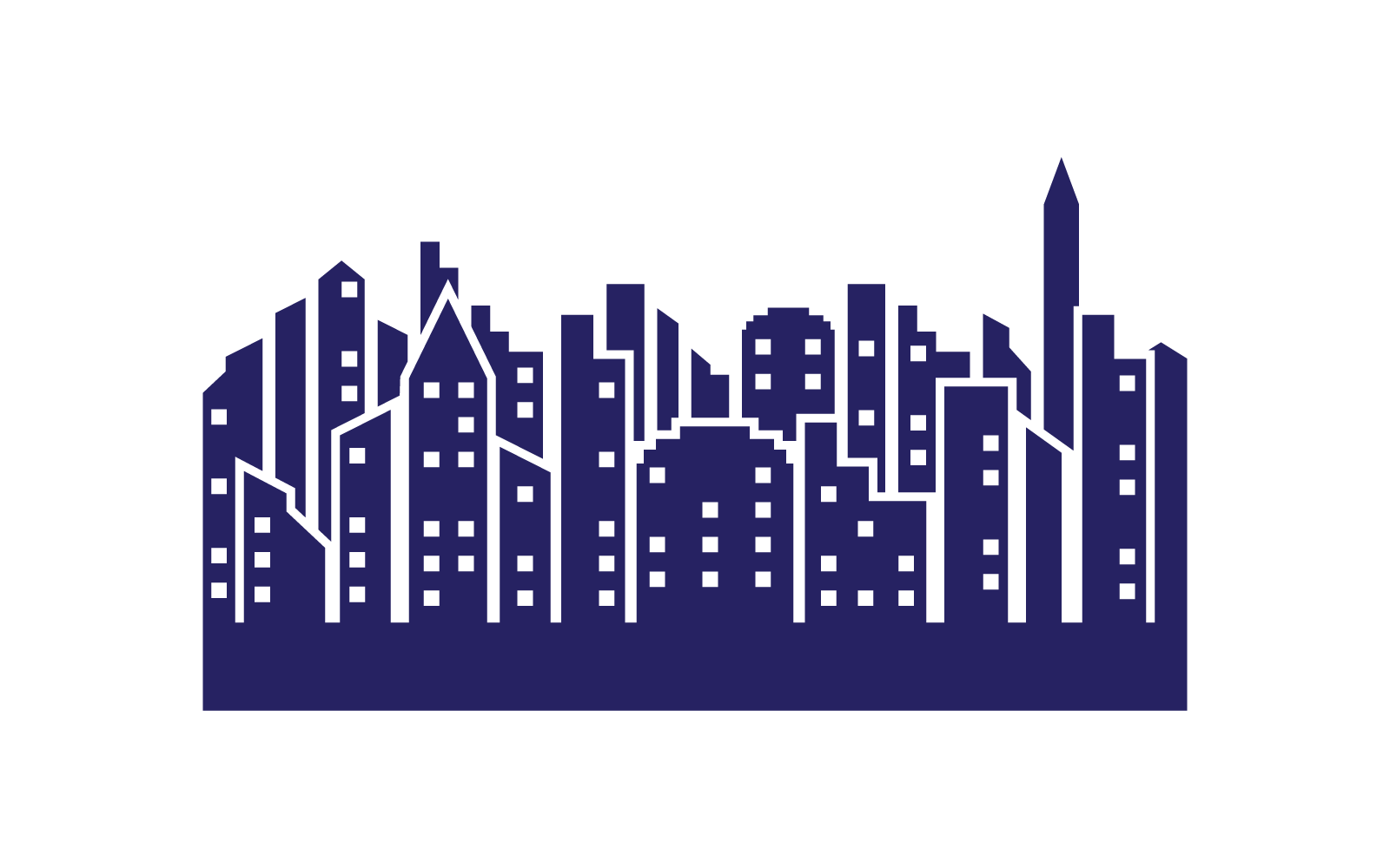 Сучасне місто skyline логотип вектор плоский дизайн