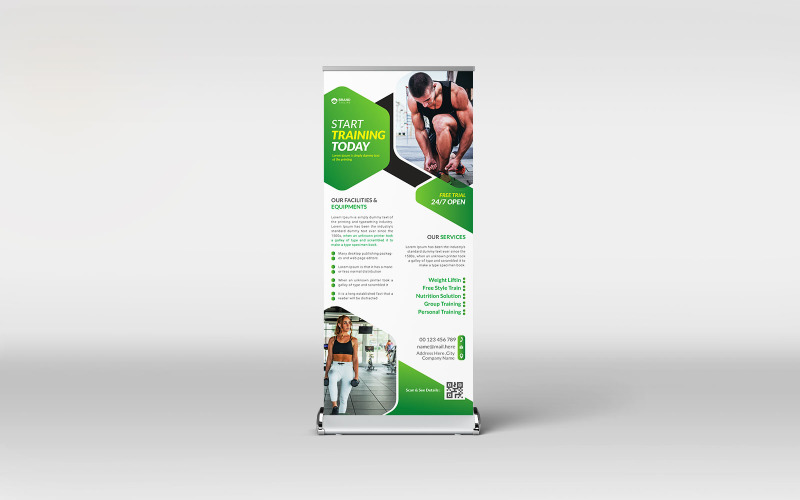 Gym fitness roll-up banner design Corporate Identity