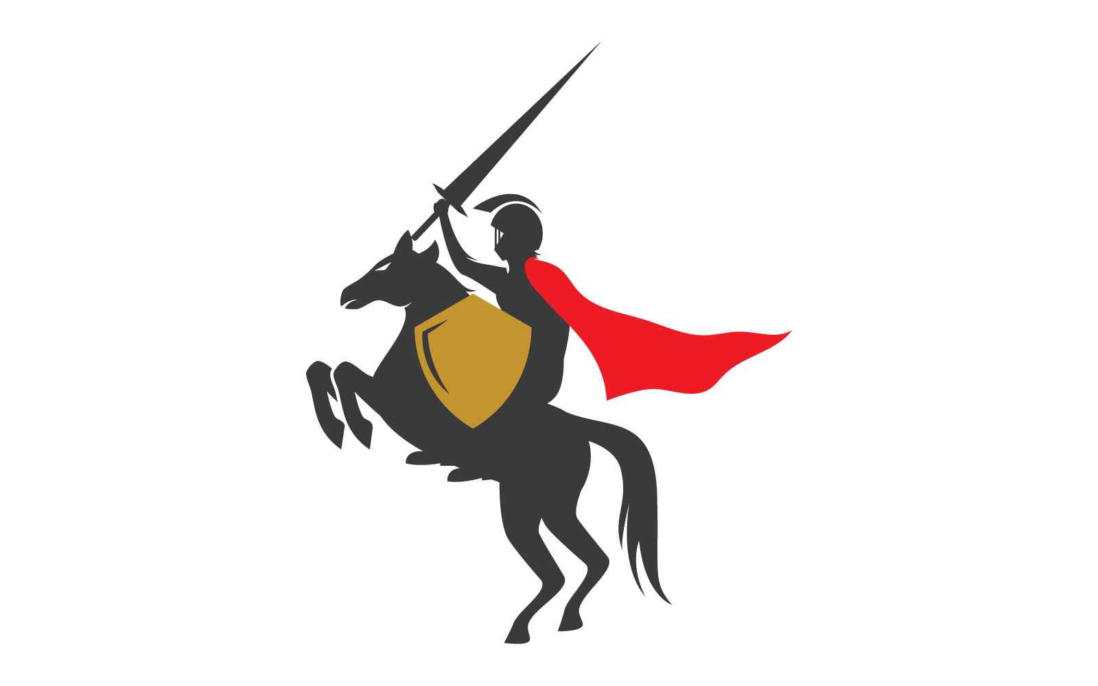 Horse knight hero logo vector design template