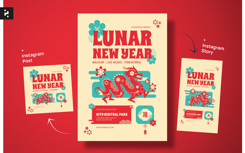 Lunar New Year Flyer - Dragon Corporate Identity