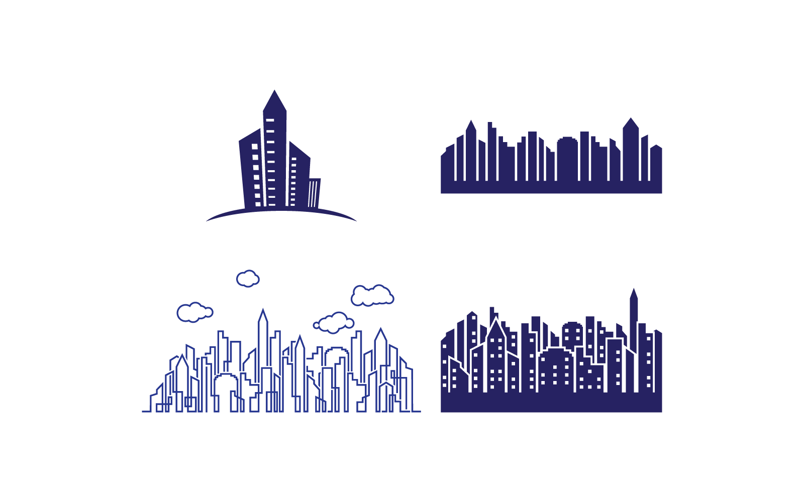 Modern város látképe ikon vektoros logó lapos kivitel