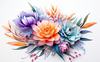Watercolor Flowers Bouquets, illustration background 121