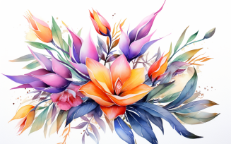Watercolor Flowers Bouquets, illustration background 122